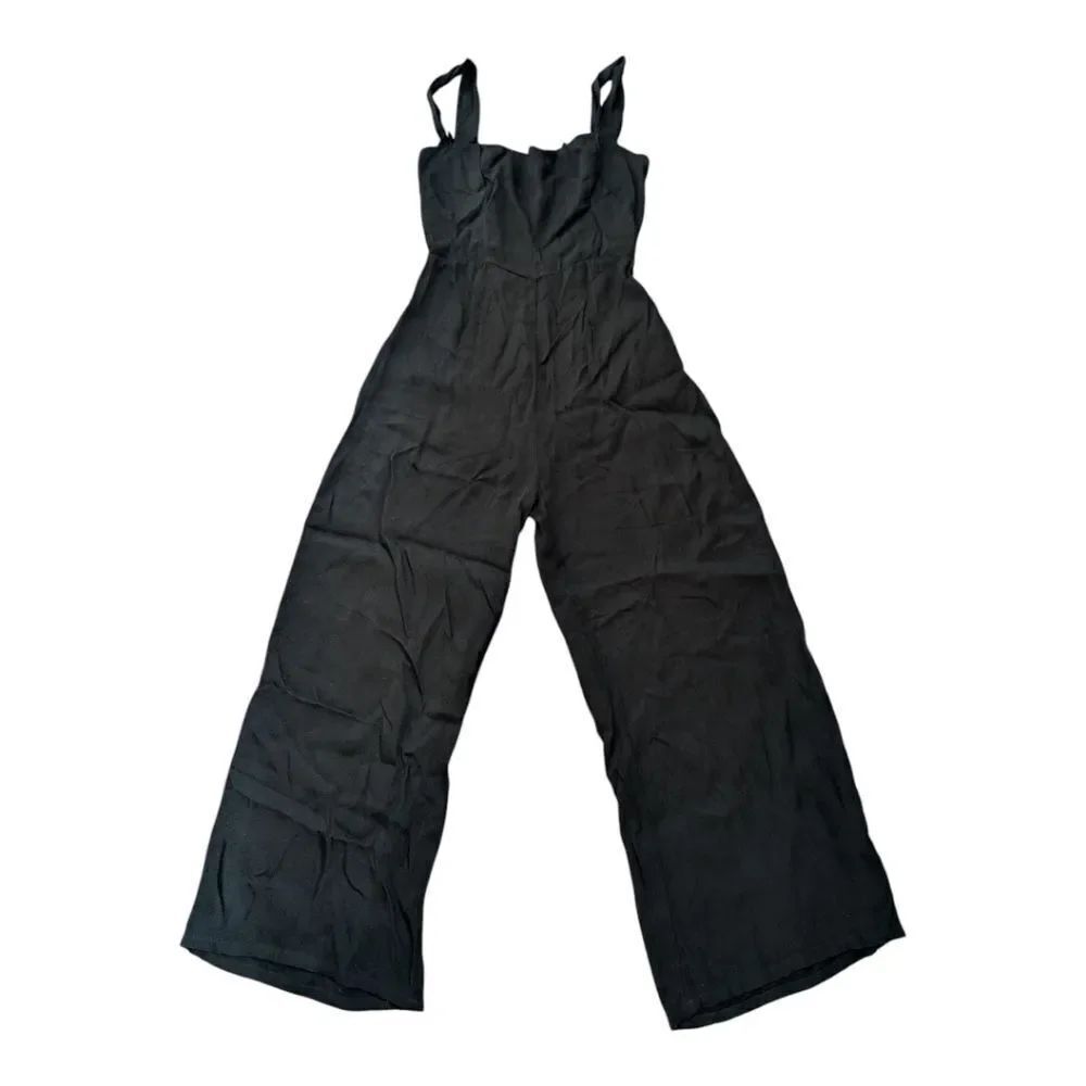 Reformation Black Wide Leg Jumpsuit Romper Xs - Picture 8 of 11